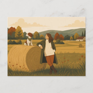 Carte Postale Vintage Countryside with Brittany Spaniel