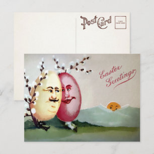 Carte postale vintage Couple Oeuf Pâques