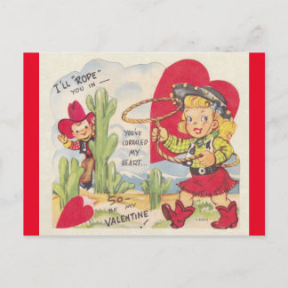 Carte postale vintage Cowboy & Cowgirl des années 