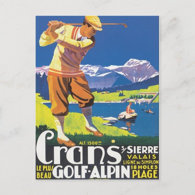 Carte Postale Vintage Crans Golf Alpin (Devant)