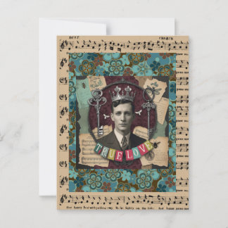 Carte Postale Vintage Crowned Gentleman "True Love"