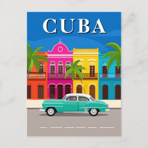 Carte Postale Vintage Cuba Travel Classic Car