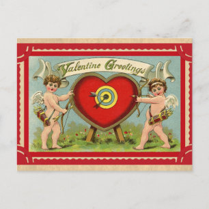Carte Postale Vintage Cupidon Cherub Valentines Salutations