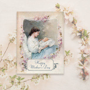 Carte Postale Vintage Customizable Mother and Newborn