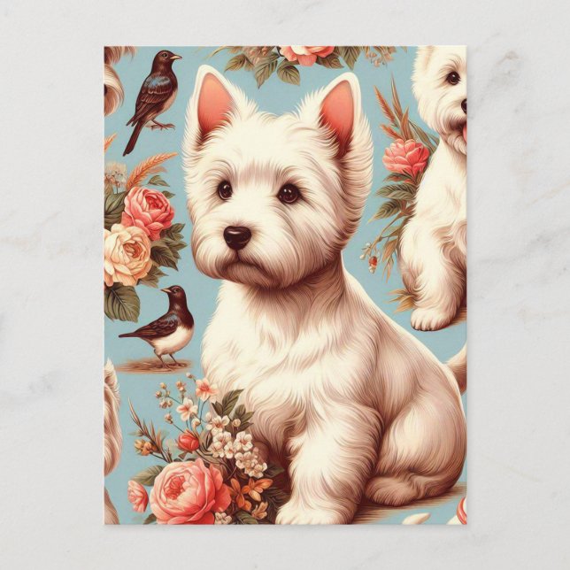 Carte Postale Vintage Cute West Highland White Terrier (Devant)