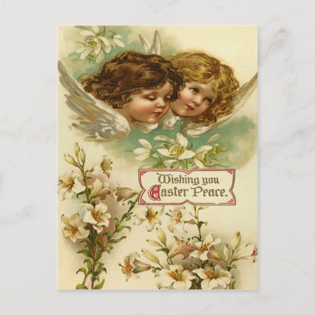 Carte postale vintage d'ange de Pâques (Devant)