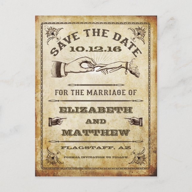 Carte postale vintage d'annonce de date (Devant)