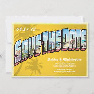 Carte postale vintage d'annonce de date de mariage