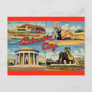 Carte postale vintage d'Atlantic City NJ