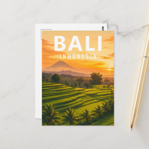 Carte postale vintage de Bali - Rizières de Jatilu