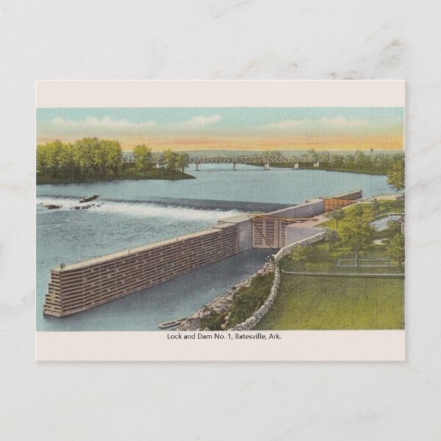 Carte postale vintage de Batesville Arkansas Lock  (Devant)