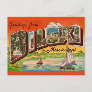 Carte postale vintage de Biloxi Miss Salutations