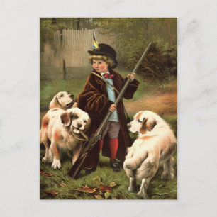 Carte postale vintage de chasse aux garçons