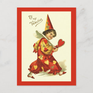 Carte postale vintage de clown de Valentine