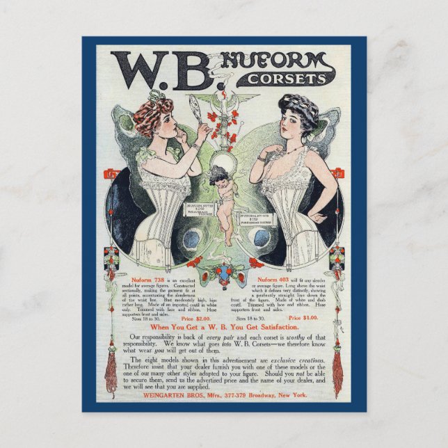 Carte postale vintage de corset (Devant)
