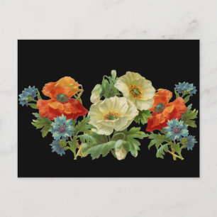 Carte postale Vintage de fleurs de pavot et de Cor