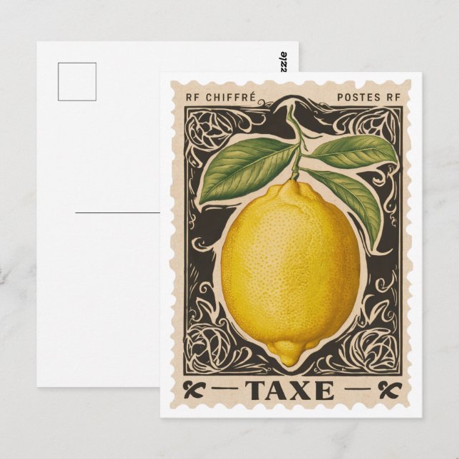 Carte postale vintage de Fruit Botanique au citron (Devant / Derrière)