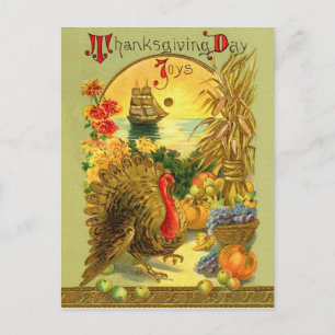 Carte postale vintage de jour de thanksgiving