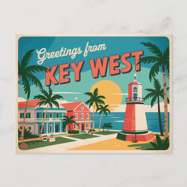 Carte postale vintage de Key West | Salutations de (Devant)
