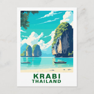 Carte postale vintage de Krabi, Thaïlande plage