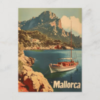 Carte postale vintage de la côte de Majorque, havr