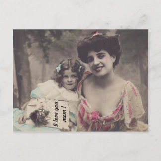 Carte postale vintage de la mère et de la fille