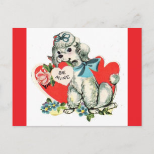 Carte postale vintage de la Saint-Valentin Caniche