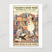 Carte postale vintage de la semaine du livre pour 