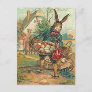 Carte postale vintage de lapin de Pâques