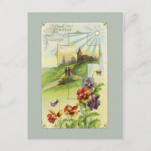 Carte postale vintage de l'église de Pâques