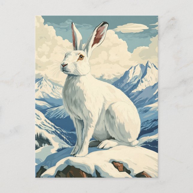 Carte Postale Vintage de lièvre arctique (Devant)