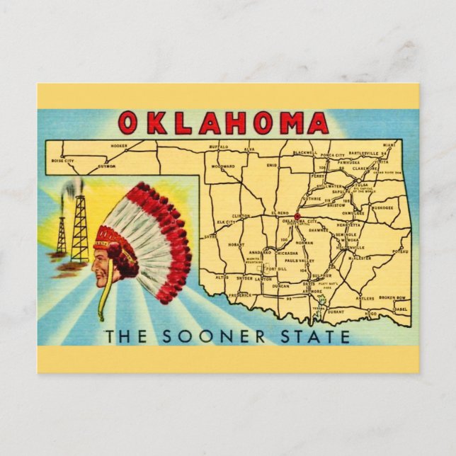 Carte postale vintage de l'Oklahoma (Devant)