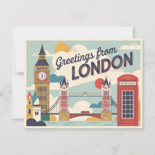 Carte postale vintage de Londres   Salutations de 