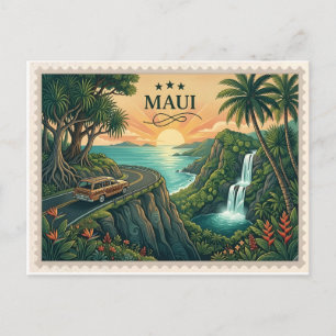 Carte postale vintage de Maui Hawaï route de Hana