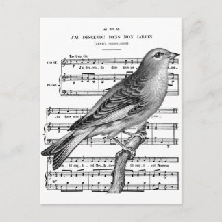 Carte postale vintage de musique Bird Song