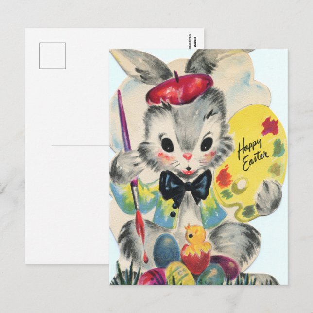 Carte postale vintage de Pâques retro (Devant / Derrière)