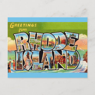 Carte postale vintage de Rhode Island avec salutat