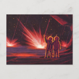 Carte Postale Vintage de science-fiction Alien Red Planet Explos