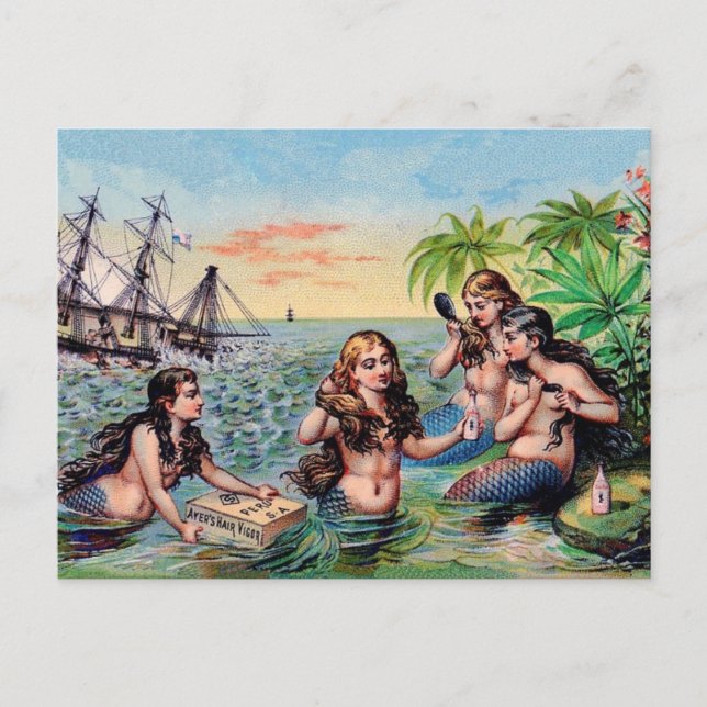Carte postale vintage de sirène (Devant)