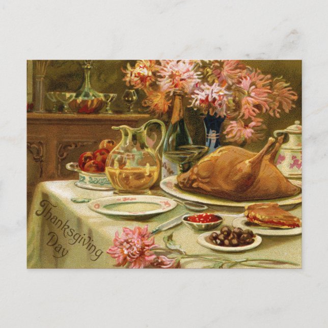 Carte postale vintage de Thanksgiving (Devant)