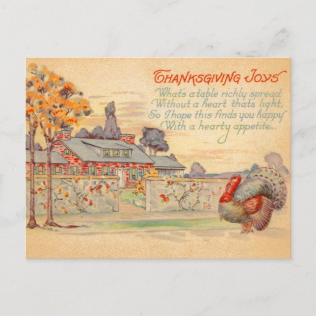 Carte postale Vintage de Thanksgiving Joys (Devant)