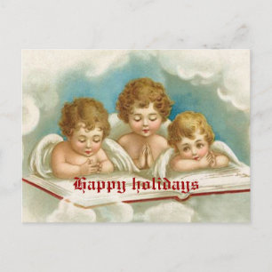 Carte postale vintage de trois anges mignons en pr