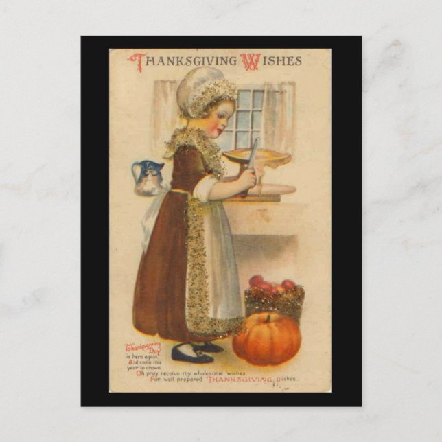 Carte postale Vintage de voeux de Thanksgiving (Devant)