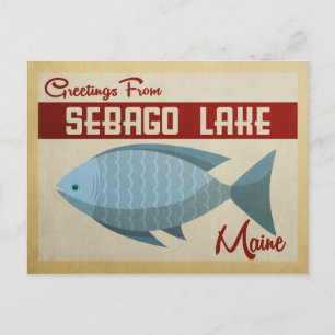 Carte postale vintage de voyage Sebago Lake Maine 