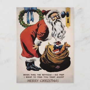 Carte postale vintage Déplaisant Peeping Père Noël