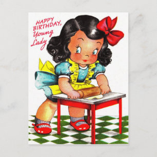 Carte Postale Vintage des années 1930 Joyeux anniversaire Jeune 