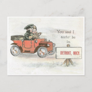 Carte postale vintage Detroit Auto