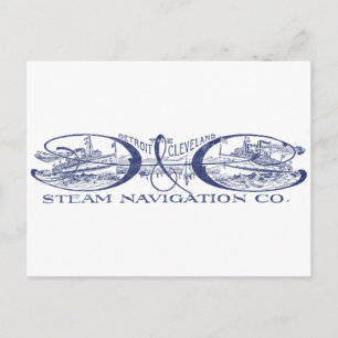 Carte Postale Vintage Detroit & Cleveland Steam Navigation Blue