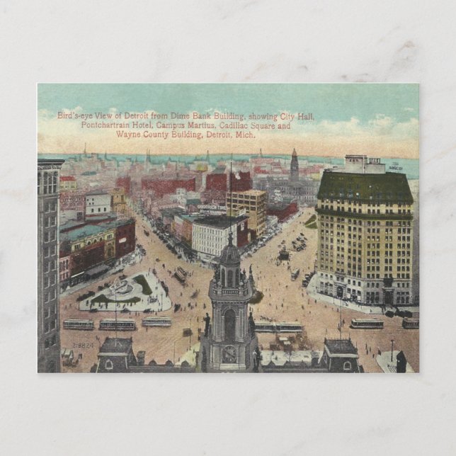 Carte Postale Vintage Detroit Michigan (Devant)