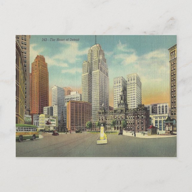 Carte Postale Vintage Detroit Michigan (Devant)